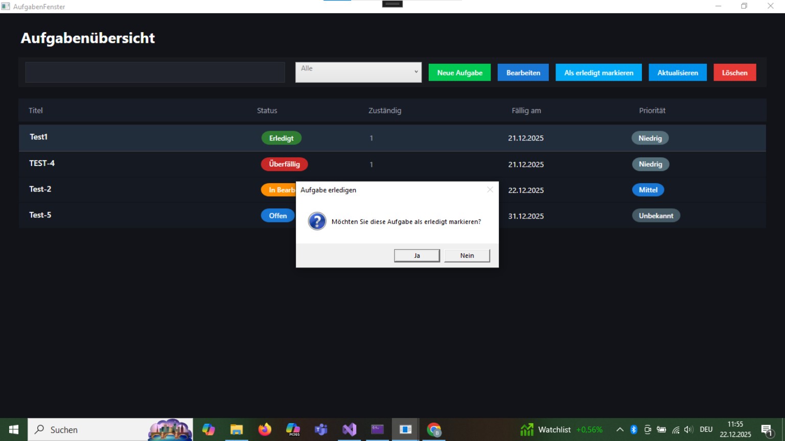 ERP Aufgabenübersicht